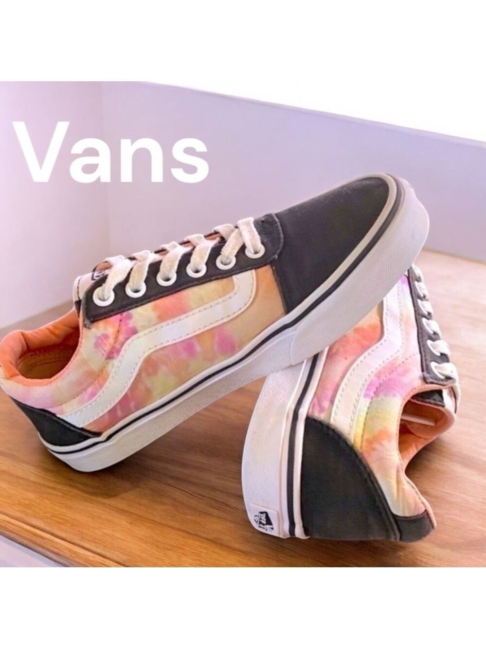 VANS pastel tie-dye in pink/peach. Low top. Women's size 7. Very good preowned!